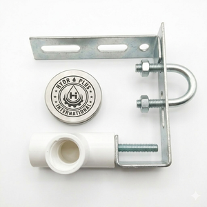 Kit de nettoyage solaire industriel Hydroplus International, ensemble de 3 sorties à jet en acier inoxydable avec support galvanisé et raccord en PVC - Product Image 1