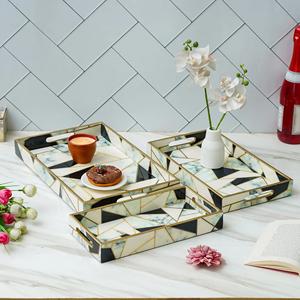 Bandeja Decorativa de Madera Maciza de Alta Demanda, Decoración para el Hogar, Bandeja Decorativa para Servir Alimentos y Pasteles para Bodas, Bandejas de Madera de Lujo - Product Image 2