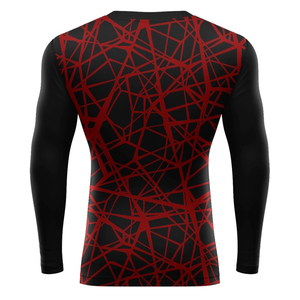 Chemise de sport pour homme à manches longues, anti-UV, rouge, imprimé géométrique, séchage rapide, en spandex et polyester - Product Image 6