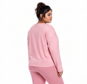 Women's Long Sleeve Fitness T-Shirt <b>Distressed</b> Embroidered Boxy Tee Cotton Polyester Gym <b>Top</b> Plus Size Women's Workout T Shirt - Product Image 4