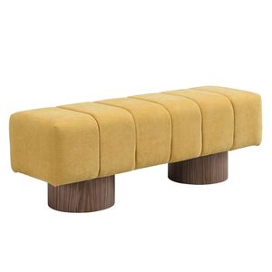 Panca imbottita in ciniglia gialla per sala da pranzo, nessun montaggio richiesto, panca ottomana per ingresso, camera da letto, arredamento per interni - Product Image 5