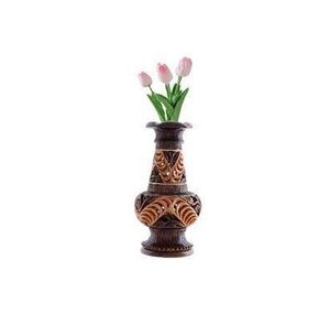 Vase en bois de manguier motif feuille pour salon, léger, élégant, classique, décoration de table pour la maison, Fête des Mères, vente en gros - Product Image 3