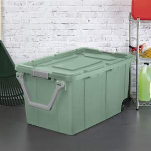 Cubo de almacenamiento de plástico con ruedas verde extra grande de 40 galones con asa, paquete de 2 equipos de carga y almacenamiento - Product Image 4