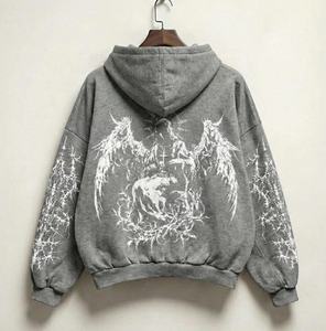 <b>Mens</b> Black Graphic Print Heavyweight <b>Pullover</b> Hoodie with Design OEM ODM Wholesale Apparel - Product Image 4