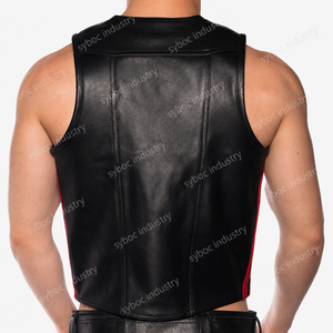 Gilet en cuir pour homme, noir, en peau d'agneau, sans manches, ouvert sur le devant, à capuche, en peau d'agneau souple, taille personnalisée, pour la scène - Product Image 4