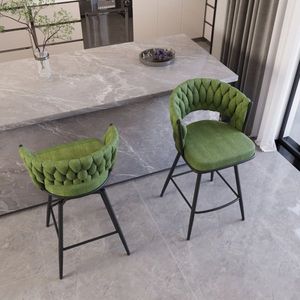 26\" Linen Woven <b>Bar</b> <b>Stool</b> Set 2 Barstools with Black Legs 360 Swivel No <b>Adjustable</b> Kitchen Island Chairs Upholstered <b>Bar</b> Chair - Product Image 5
