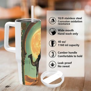 Stainless Steel Tumbler 40oz <b>Double</b> <b>Wall</b> Insulated Travel <b>Mug</b> With Handle For Hot Cold Drinks - Product Image 5