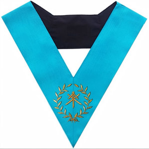 Collar de Ceremonia para Maestro de Ceremonias, Rito Francés Groussier, Bordado a Mano con Hilo de Oro y Cuentas, Diseño de Moda - Product Image 1