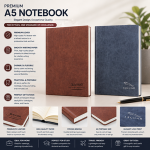 Carnet A5 Premium avec Couverture en Cuir PU, Reliure Cousue, Impression Sérigraphique, Papier Épais Gaufré, 192 Pages, Logo Personnalisé, École, Bureau - Product Image 3