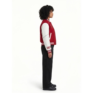 Veste universitaire personnalisée pour femme en laine épaisse et cuir, avec logo brodé, style streetwear de luxe, manteau Letterman Cyberpunk OEM - Product Image 3
