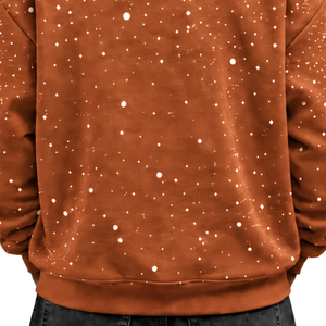 Sudadera con Capucha para Hombre, Estampado Moteado Naranja Óxido y Blanco, Informal, de Forro Polar, con Cordón Ajustable en la Capucha y Bolsillo Canguro, Estilo Urbano - Product Image 6