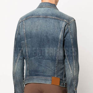 Veste en jean vintage personnalisée pour homme, coupe ajustée, bleu délavé, style streetwear, vêtement d'extérieur décontracté, manteau tendance pour homme, vente en gros - Product Image 3