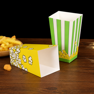 Vasos de Papel Personalizados Desechables de Doble Pared, Ecológicos, Recubiertos de PLA, de Grado Alimenticio, con Rayas, Lisos, para Cine y Snacks - Product Image 1