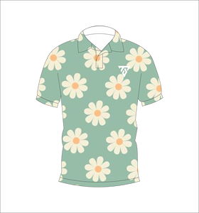 Camisa polo con estampado floral de margaritas verde menta para hombre, camisa de golf informal de verano de manga corta - Product Image 1