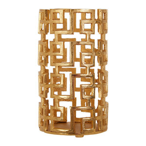 <b>Gold</b> Metal Geometric Candle Holder, Modern Decorative Hurricane <b>Lantern</b> for Home Decor - Product Image 5