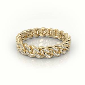 Iced <b>Silver</b> Lab Grown Diamond Cuban Link <b>Ring</b> Unisex Hip Hop Style <b>Statement</b> Band Minimalist Daily Jewelry Accessory Gift Idea - Product Image 1