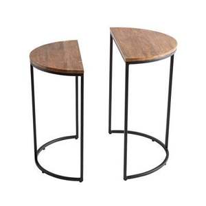 Table d'appoint en fer avec plateau en bois artisanal, fabriquée par des artisans qualifiés avec des matériaux de première qualité pour une durabilité longue durée - Product Image 1