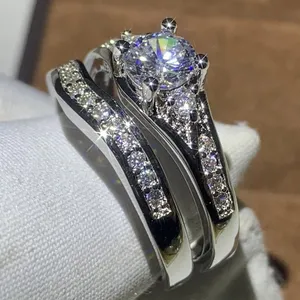 Moissanite Engagement <b>Ring</b> 925 Sterling Silver Round Cut Luxury Wedding <b>Ring</b> Women Bridal Jewelry - Product Image 6