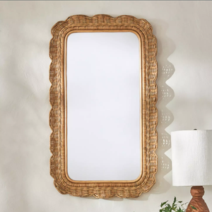 Espejo de Pared de Ratán Personalizado, Marco de Mimbre Tejido a Mano, Espejo Decorativo Boho Natural para Sala de Estar, Dormitorio - Product Image 1