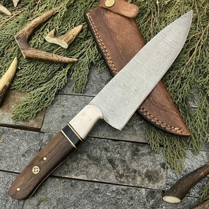 Cuchillo de Chef BA ENTERPRISES de Acero de Damasco Hecho a Mano, Hoja de 12 Pulgadas con Punta Caída, Mango de Madera, Borde Recto, Afilado, Ambidiestro, Industrial - Product Image 1