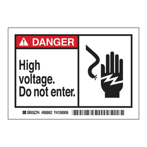 Etiquetas de Seguridad de Alto Voltaje Brady Danger, Adhesivo Plástico Resistente al Agua para Áreas con Restricciones Eléctricas - Product Image 3