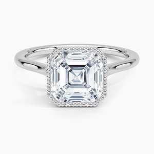 Bague SOJ 023 en argent 925 plaqué platine, taille Asscher, sertie de moissanite Margot 2 carats couleur D VVS1 certifiée GRA, avec halo et griffes, pour mariage - Product Image 1
