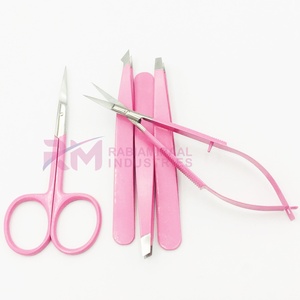 Pince à épiler pour sourcils RMI de haute qualité, couleur rose avec revêtement poudré et pointe argentée - Product Image 4