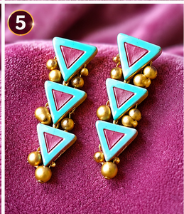 KOTTRAVAI - Pinza para el Cabello con Cuentas Triangulares Geométricas, Accesorio de Joyería de Resina Colorida de Tamil Nadu para Mujer, para Usar en Fiestas - Product Image 5