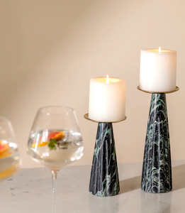 Marble Candle <b>Holder</b> Pillar Round White Stone Marble Candle <b>Holder</b> Marble Candle <b>Holder</b> Set <b>Tealight</b> Stand Cylindrical Design - Product Image 1