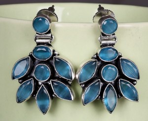 Pendientes de Plata Oxidada con Baño de Latón y Ónix, Estilo Bohemio, Venta al por Mayor, Joyería Hecha a Mano para Mujer, Rajasthan - Product Image 5
