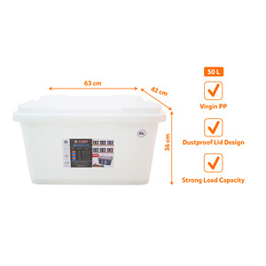 55L Heavy Duty PP <b>Plastic</b> Storage Box With <b>Wheels</b> Stackable Design And Secure Lid For Home Organization - Product Image 1