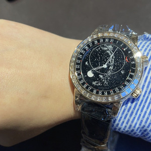 Montre mécanique automatique pour homme, bracelet en cuir de designer 3A Factory, cadran ciel étoilé avec diamants, verre saphir, 44 mm, montre décontractée - Product Image 2