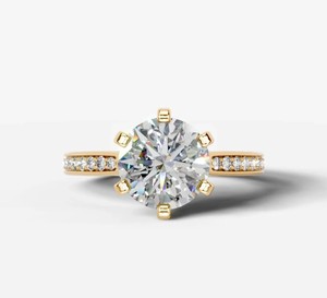 Moissanite <b>Ring</b> 925 Sterling Silver Yellow <b>Gold</b> Plated Solitaire Engagement <b>Ring</b> Trendy Elegant Bridal Wedding Band Party <b>Dainty</b> - Product Image 1