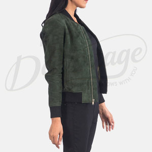 Women's Brown Suede Panel Bomber <b>Jacket</b> High Quality <b>Leather</b> Suede Biker <b>Jacket</b> rugged soft suede <b>leather</b> <b>jacket</b> for women - Product Image 5