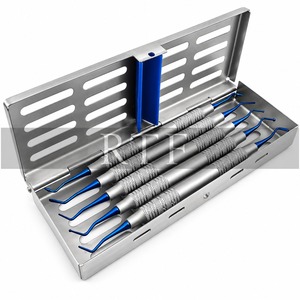 Ensemble de 5 instruments dentaires composites bleus en acier inoxydable pour restauration dentaire avec plateau de stérilisation |   Raw To F - Product Image 6