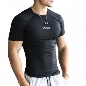 Men's <b>Black</b> <b>Compression</b> T-<b>Shirt</b> Short Sleeve Turtleneck Formal Spandex/Polyester Eco-Friendly Regular Fit Sporty Workout Gym - Product Image 1