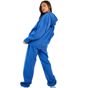 Survêtement d'hiver personnalisable OEM pour femme, grande taille, respirant, avec capuche, logo imprimé, pantalon de survêtement 100 % coton uni - Product Image 4