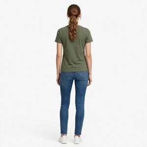 Camiseta de Cuello Redondo para Mujer, Color Sólido, 100% Algodón, Corte Regular, Manga Corta, Informal, de BD - Product Image 6