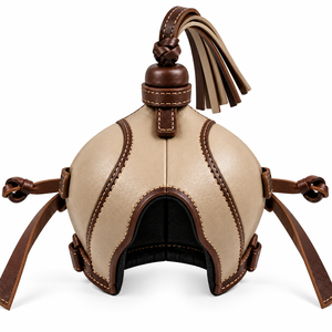 Capucha de cetrería de cuero marrón al por mayor con diseño de borlas tradicionales, construcción duradera y ajuste regulable para cetreros - Product Image 4