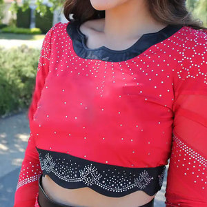 Costume de danse du ventre personnalisé avec franges à paillettes pour femmes adultes, uniforme de majorette en polyester - Product Image 6