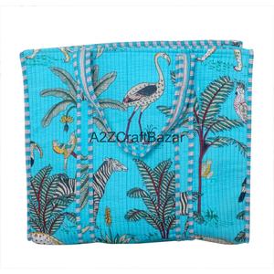 Handmade Cotton Quilted Tote <b>Bag</b> Floral Pattern Eco-Friendly Travel Storage Shoulder <b>Bag</b> Large Size Zipper Closure <b>Long</b> Handle - Product Image 6