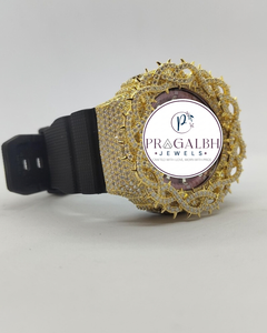 นาฬิกาข้อมือฮิปฮอปประดับเพชรแบบกำหนดเอง Pragalbh Jewels ขอบหน้าปัดประดับเพชรแบบไมโครพาเว่ ตัวเรือนสแตนเลส สายยาง กันน้ำ หรูหรา สำหรับผู้ชาย - Product Image 4