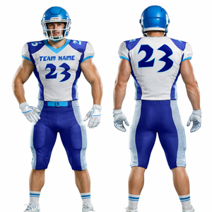 Uniforme de Fútbol Americano Personalizado 2026, Conjunto de Camiseta y Pantalones Blancos y Azules, Sublimado, Transpirable, Ropa Deportiva para Equipo - Product Image 1