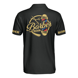 Camiseta Sublimada para Barbería al por Mayor, Personalizada con el Logotipo de la Tienda, Cuello en V, Poliéster, Uniforme de Corte Regular, Manga Corta para Hombre, para Salón - Product Image 4