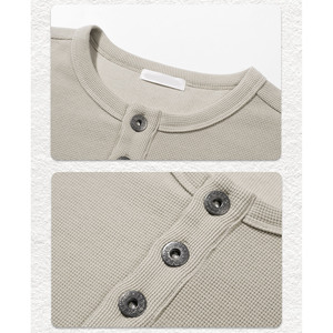 เสื้อสเวตเตอร์ถักแขนยาวสีเบจสำหรับผู้ชาย ทรงปกติ สวมใส่สบาย สีพื้น เหมาะสำหรับฤดูใบไม้ร่วง - Product Image 4