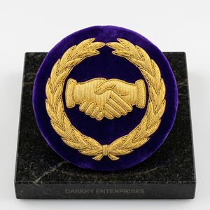 Handmade Bullion Wire Embroidery Scimitar and Crescent Patch Silver <b>Thread</b> Star Emblem for Masonic Regalia and Velvet Cap Badges - Product Image 6