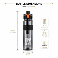 Bouteille d'hydratation ultra-résistante de 1000 ml, sans BPA, design anti-fuite avec bouchon à bouton-poussoir et poignée pour les modes de vie actifs