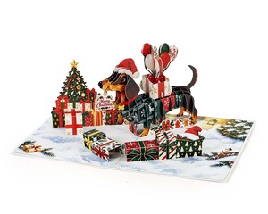 Carte de vœux 3D pop-up personnalisée pour chien teckel, pour les amoureux des animaux et les cadeaux de Noël - Product Image 4