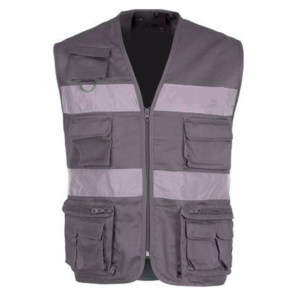 Chaleco de Seguridad Reflectante de Alta Visibilidad para Hombre, Ropa de Trabajo de Poliéster con Bolsillos y Cierre de Cremallera, Gris - Product Image 5