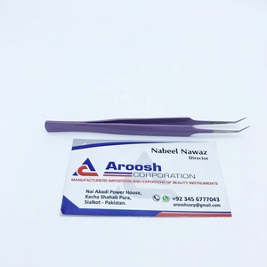 Pinzas de pestañas moradas de 45 grados de acero inoxidable sostenible de alta calidad al por mayor con punta puntiaguda de logotipo personalizado - Product Image 2